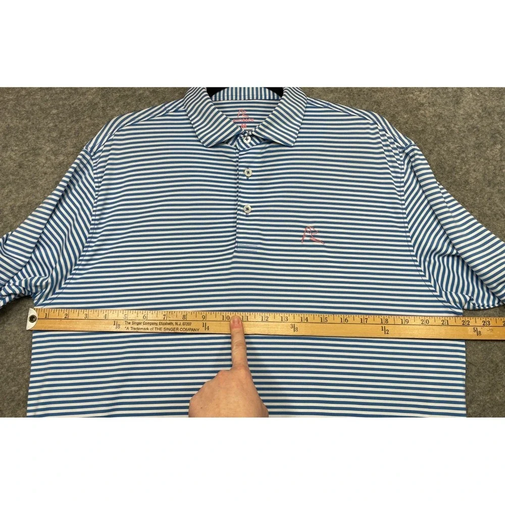 Rhoback Striped Polo Shirt Blue White Medium